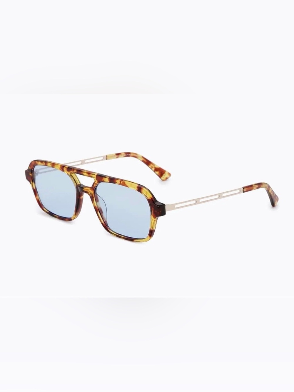 Carolina Lemke Tortoiseshell Square Sunglasses with Blue Lenses